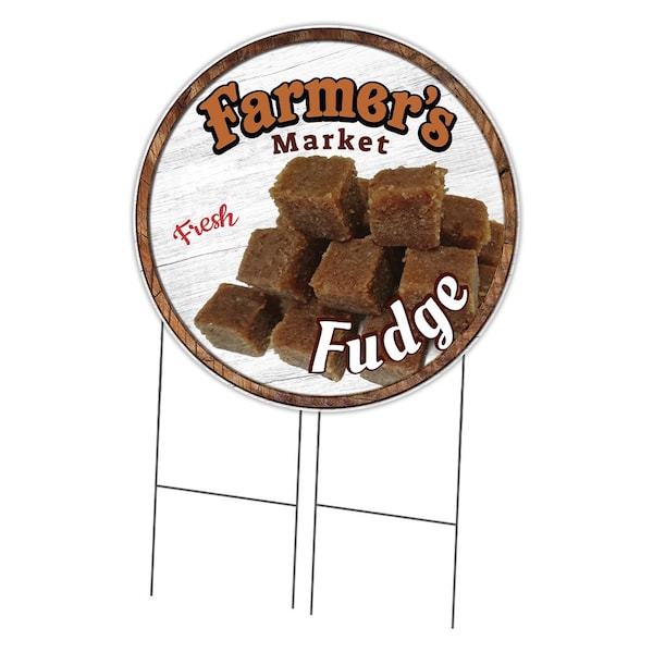 Signmission Farmers Market Fudge Double Sided Corrugated Plastic Circle Yard Sign, C-36-CIR-DS-WS-Fudge C-36-CIR-DS-WS-Fudge - main