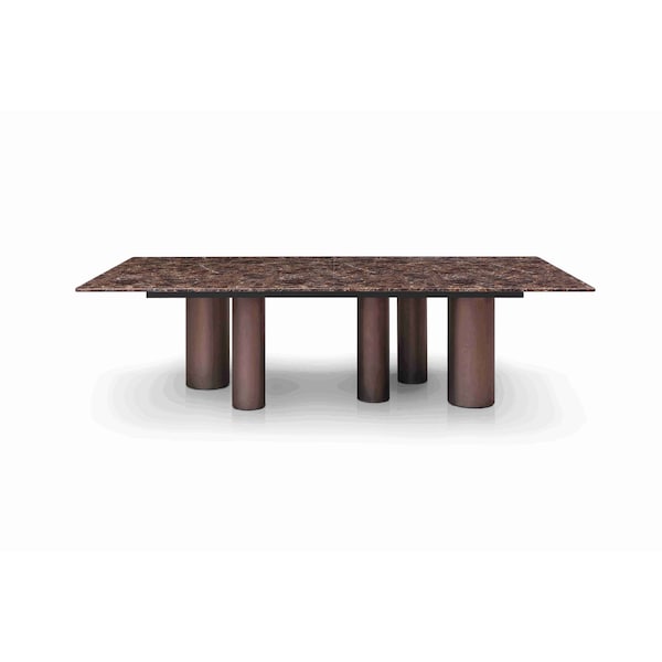 Homeroots 108" Brown and Black Marble and Stainless Steel Dining Table 718890 - main