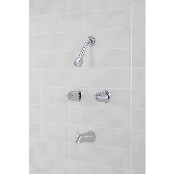 Home Impressions Chrome 2-Handle Metal Knob Tub & Shower Faucet F20K1400CP-JPA3 - main