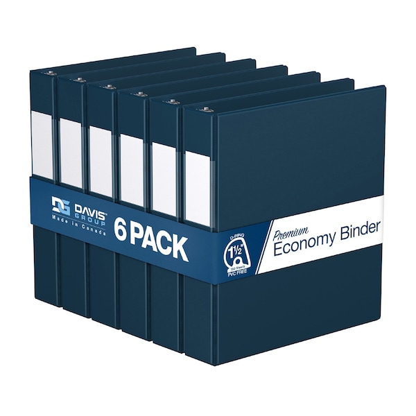 Davis Group Premium Economy, Angle D Ring, Binder, (Navy Blue, 1.5"), PK6 2302-72-06 - main