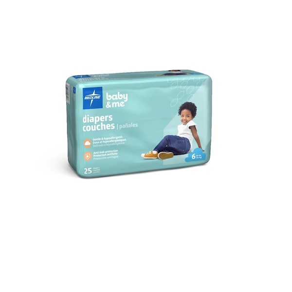 Medline Disposable Baby Diapers, Size 6, 35+ lb., 200PK MBD3006 - main