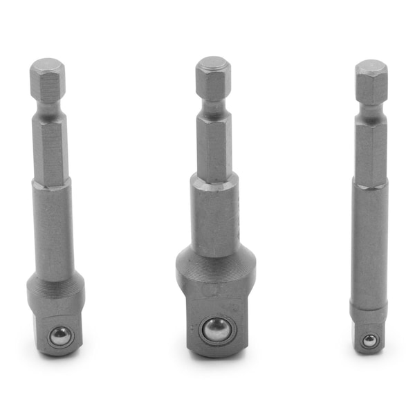 Genius Tools 3PC 1/4in Hex Drive X 1/4in, 3/8in, 1/2in Dr. Spinner Handle Set (for L1=9.5mm) BE-2343A - main