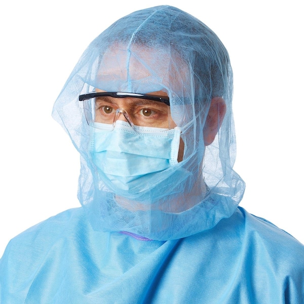 Medline Spunbond Head and Beard Covers, Blue, One Size Fits Most, 300PK NONSH600 - main