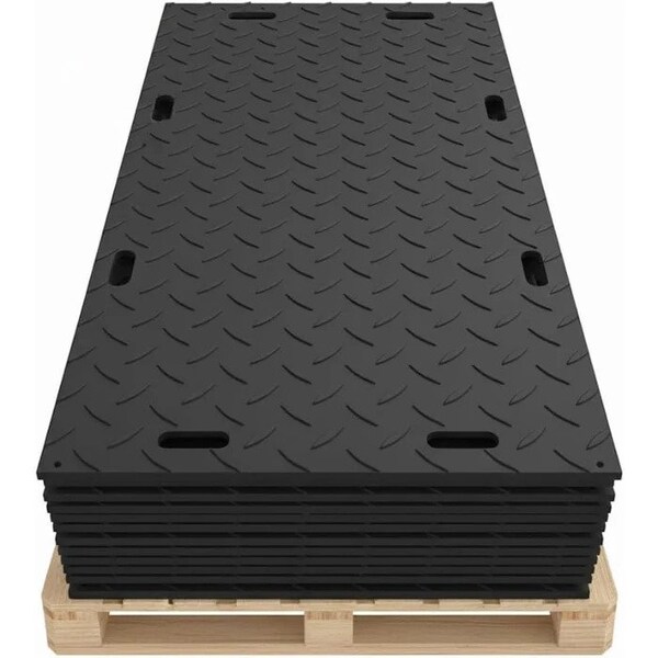 Irontread Mats Ground Protection Mat, Heavy Duty, Diamond Tread Pattern, HDPE, 3/8in Thick, 4ft x 8ft, Black, 10PK ITGPM-103-BK-10 - main