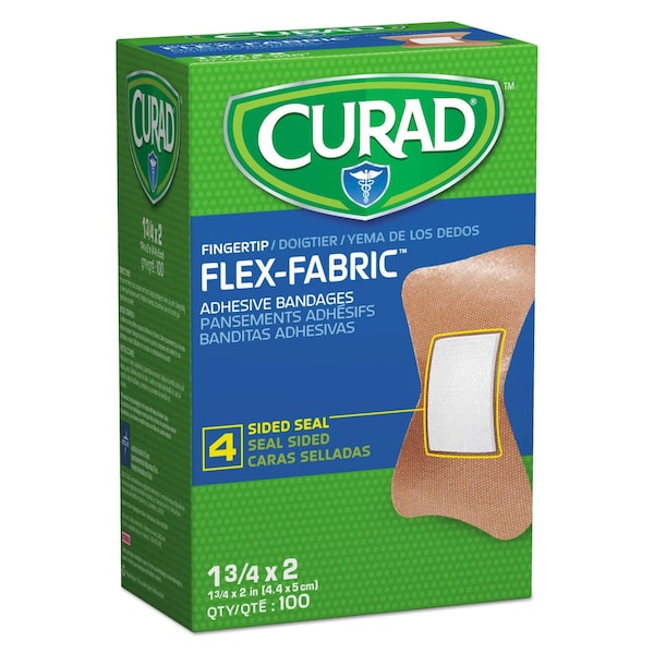 Curad Flex Fabric Bandages, Fingertip, 1.75 x 3, PK100, 100PK NON25513 - main