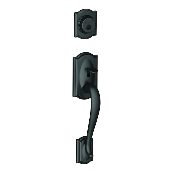 Schlage Residential Schlage Custom Custom Camelot Exterior Active Handleset Only with C Keyway Matte Black Finish FC58CAM622 - main