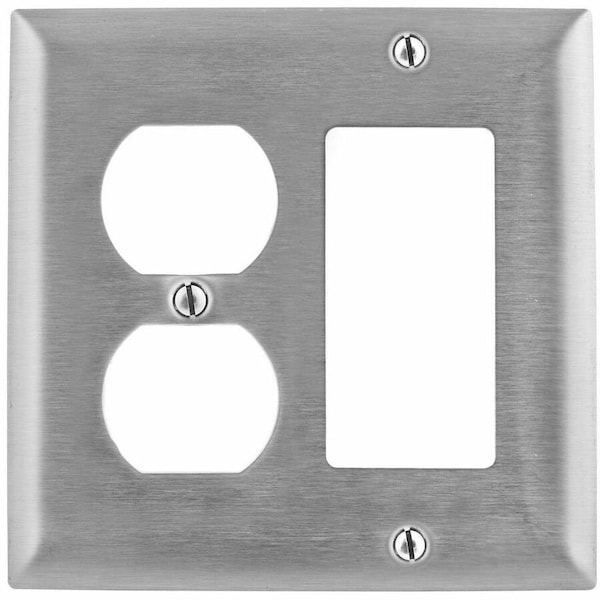 Hubbell Wiring Device-Kellems GFCI Opening Wall Plates, Number of Gangs: 2 Stainless Steel, Brushed Finish SS826 - main