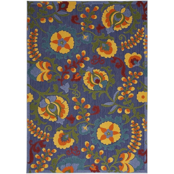 Homeroots 4' X 6' Blue Yellow And Green Indoor Outdoor Area Rug 527610 - main