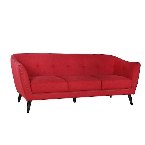 Homeroots 76" X 34" X 31" Red Polyester Sofa 373971 - main