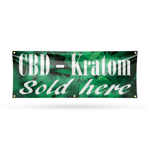 Signmission CBD and Kratom Sold Here, 24 Inch x 72 Inch, Vinyl Banner B-72-30508 - main