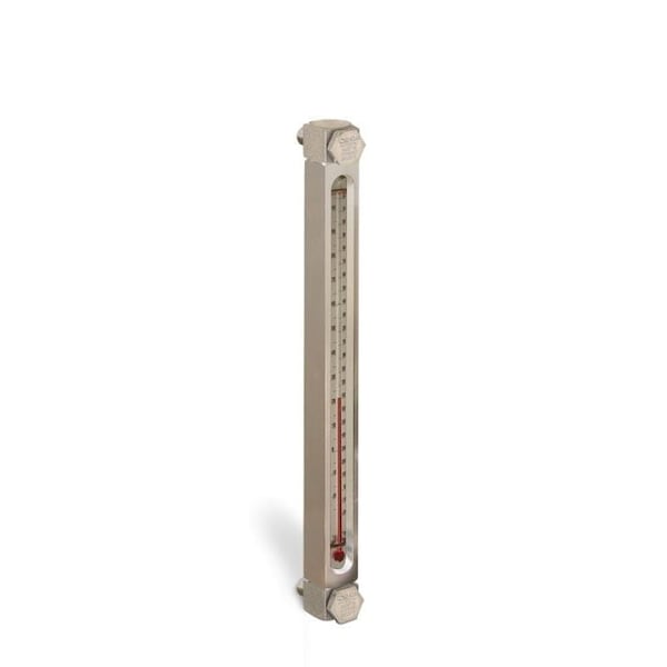 Oil-Rite Aluminum Liquid Gauge with Card Thermometer with 3in. to 12in. Centerline - 10in., 1/2in.-20 B3540-31000BA1W - main