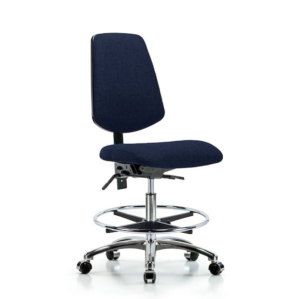 Blue Ridge Ergonomics Fab Med Bench Chair, Bk, CF, Cast, Navy, No Arms, 22" to 29" Height, Dark Blue BR-FMBCH-MB-CR-T1-A0-CF-CC-F45 - main