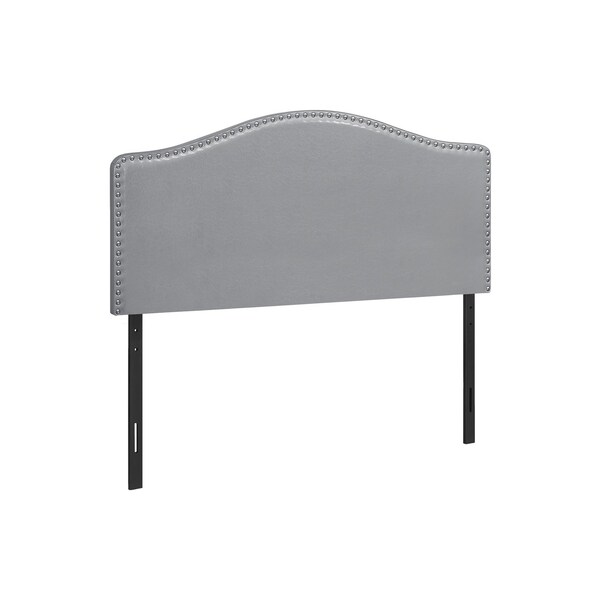 Homeroots Gray Upholstered Camelback Full Headboard With Nail Head Trim 490185 - main