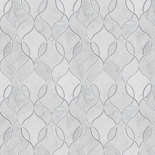 Msi Carrara White Ellipsis SAMPLE Polished Marble Mesh-Mounted Mosaic Tile ZOR-MD-0293-SAM - main