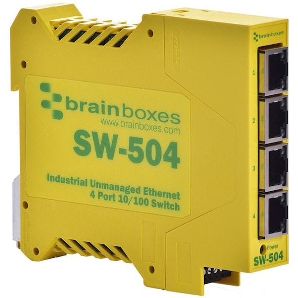 Brainboxes Ltd Brainboxes Industrial Ethernet 4 Port Switch DIN Rail Mountable SW-504 - main