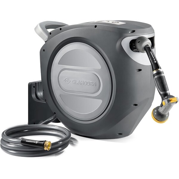 Wrightmaster Retractable 5/8 in. Dia x 100 ft. Wall Mount Garden Hose Reel with 9 Modes Nozzle, 180 Deg Swivel ZOR-I40S - main