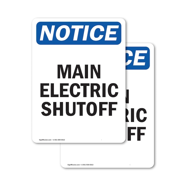 Signmission Main Electric Shutoff, 7 in W x Rectangle, Vinyl Decal OS-2PACK-NS-D-710-V-14079 - main