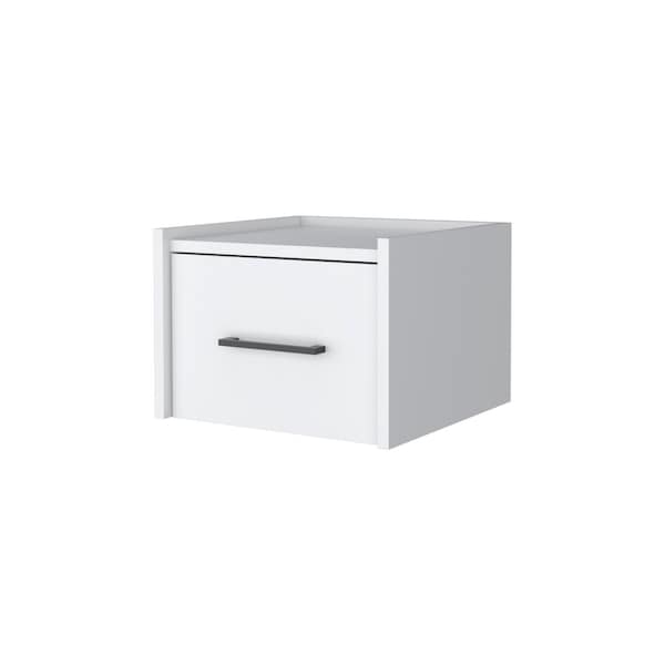 Homeroots 10" White Wood One Drawer Floating Nightstand 546176 - main