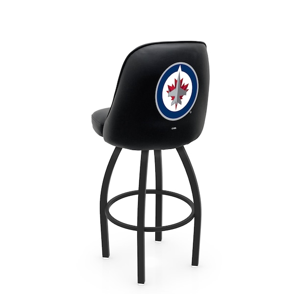 Holland Bar Stool Co Logo Grizzly Winnipeg Jets 36 in. Swivel Bar Stool with Black Wrinkle Finish L048 - main
