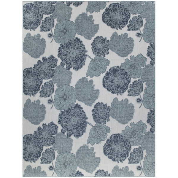 Homeroots 9' X 12' Navy Blue And Ivory Floral Indoor Outdoor Area Rug 551475 - main