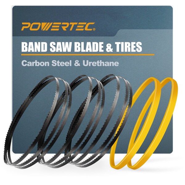 Powertec 93-1/2" Carbon Steel Band Saw Blades with 14" x 1" x 0.95" Band Saw Tires for JET and Grizzly 13704 - main