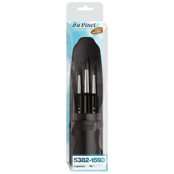 Da Vinci CASANEO Travel Pocket Brush, Extra Soft Synthetic, Watercolor, Series 5382-1593, 3 Brush Set in Case VA-5382-1593_0 - main