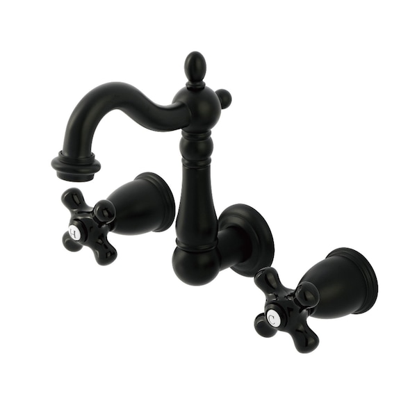 Kingston Brass Double-Handle Wall Mount Bathroom Faucet, Matte Black KS1220PKX - main