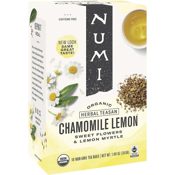 Numi Organic Teas, 1.8oz., Chamomile Lemon, PK18, Chamomile Lemon, Bag, Non-Caffeinated, 1.08 oz, 18 PK 10150 - main