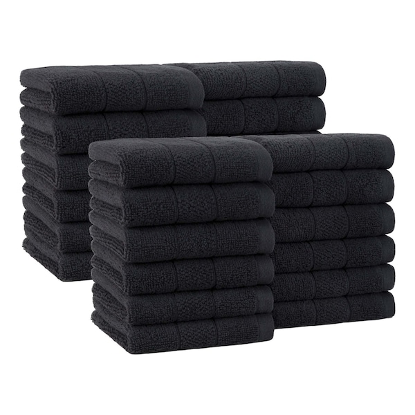 Arkwright Home Family Essentials Washcloths 12x12 Black - Case of 144, 24PK FEWC-24PK-BK - main