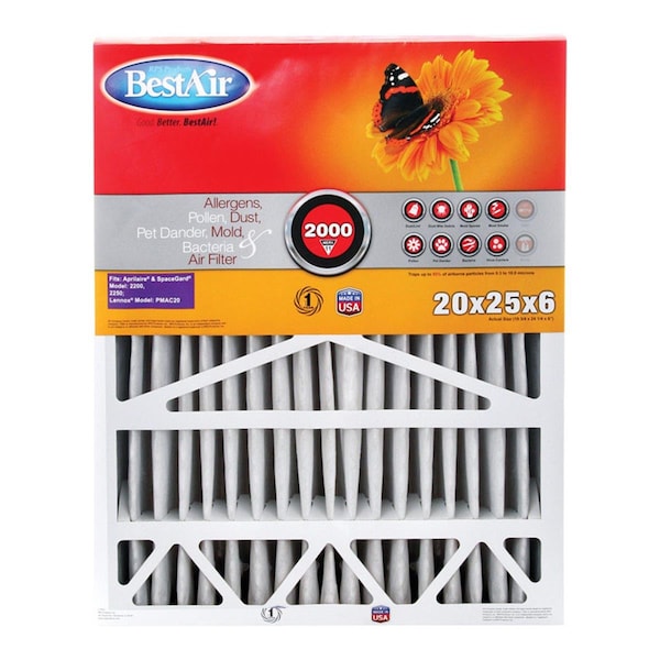 Bestair 20 x 25 x 6 in. Pleated Air Filter, 2PK 4766028 - main