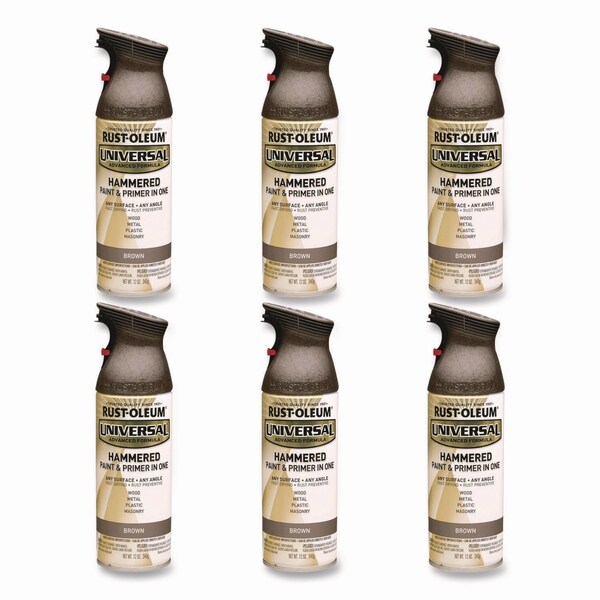 Rust-Oleum Universal Premium Spray Paint, Hammer Brown, 12 oz Aerosol Can, 6PK 245218 - main