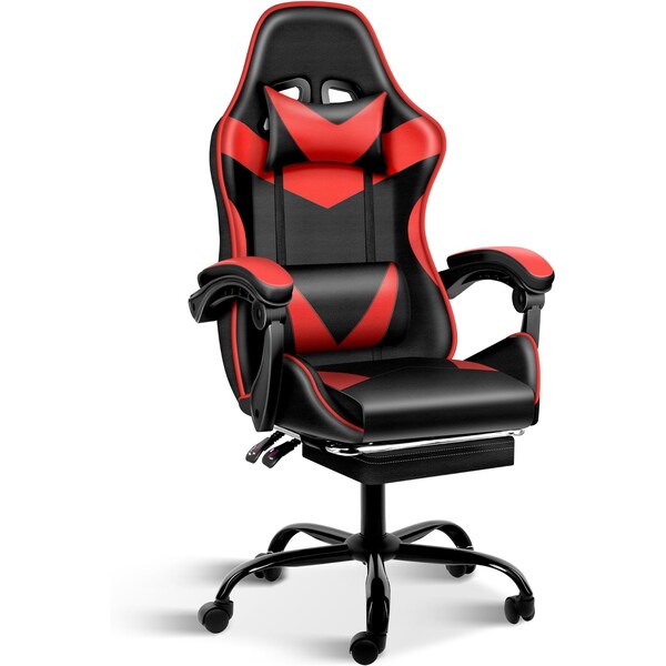 Yssoa Gaming Chair, Computer Chair with Footrest, Height Adjustable and 90 Deg-135 Deg Tilt Functio FNCHARGAME01BRFR - main