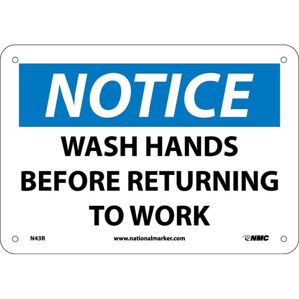 Nmc Notice Wash Hands Before Returning To Work Sign, N43R N43R - main