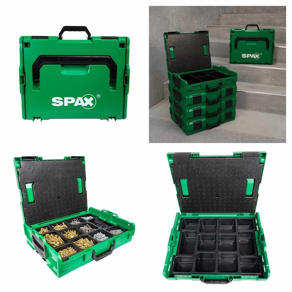 Spax L-Boxx Heavy-Duty Portable Storage Case Organizer 12 Compartments for Screws, Hardware & Small Tools 5109693010125 - main