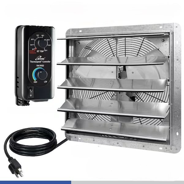 Iliving 20 in. Wall Mounted Shutter Exhaust Fan with Thermostat and Variable Speed controller, 3368 CFM ILG8SF20V-ST - main