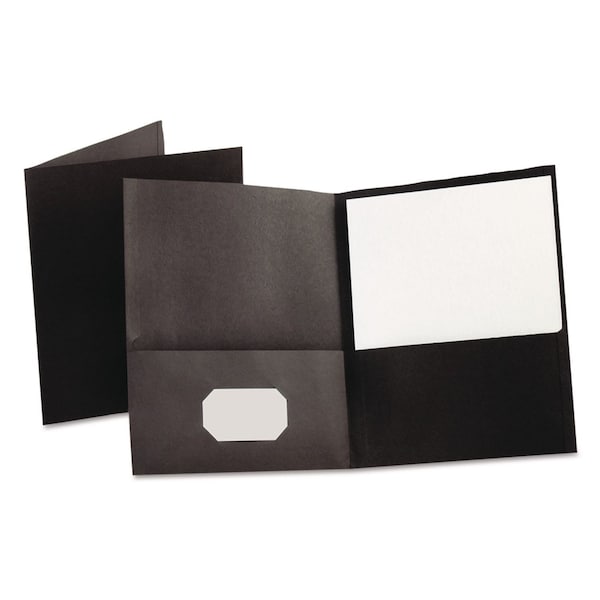 Oxford Two Pocket File Folder 8-1/2 x 11", Black, PK25 57506 - main
