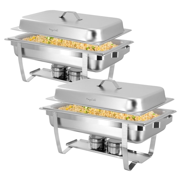 Megachef 9.5Qt Stackable Stainless Steel Professional Chafing Dish/Buffet Server Trays, 2PK MG-430301-2 - main