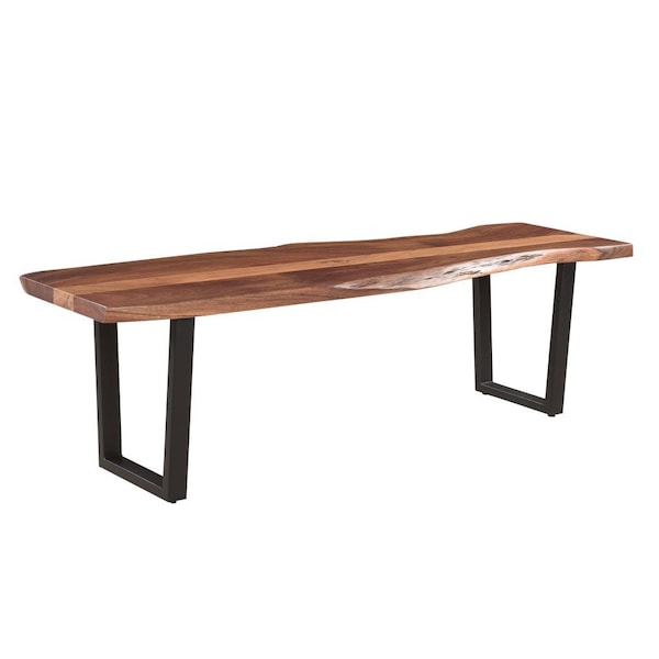 Homeroots 66" Brown And Black Solid Wood Dining bench 522084 - main