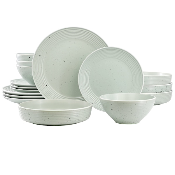 Elama Emilia 16 Piece Double Bowl Stoneware Dinnerware Set in Light Green ELM-EMILIA-GRN - main