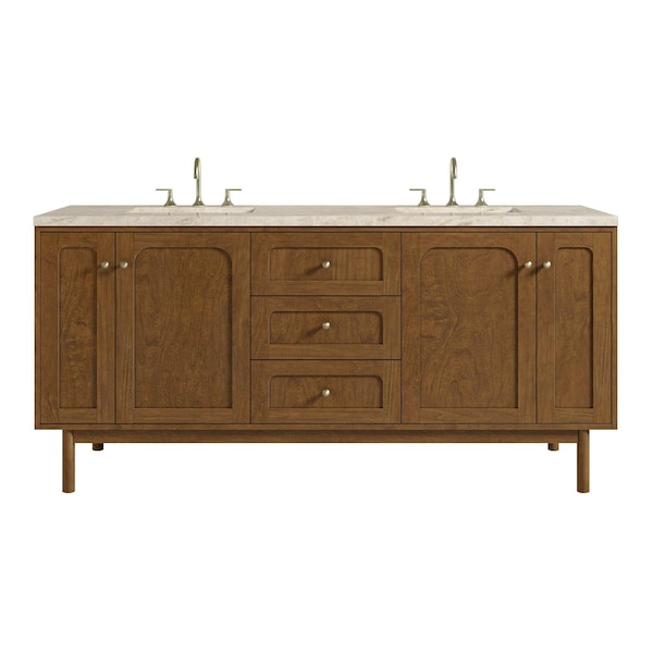 James Martin Vanities Laurent 72" Double Vanity, Honey Oak w/ 3 CM Tajnar Eclos Top 545-V72-HNO-3TJR - main