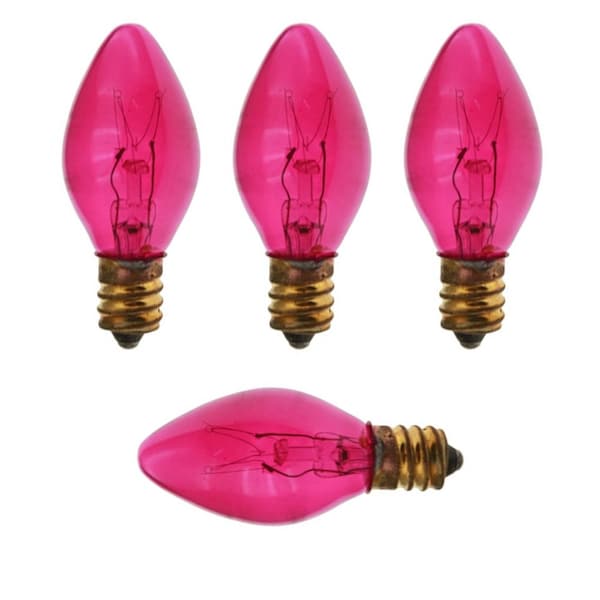 Ilc Replacement Incandescent Bulb, 7W, 130V, C7, Candelabra (E12), 4PK Christmas 7W Transparent Pink - main