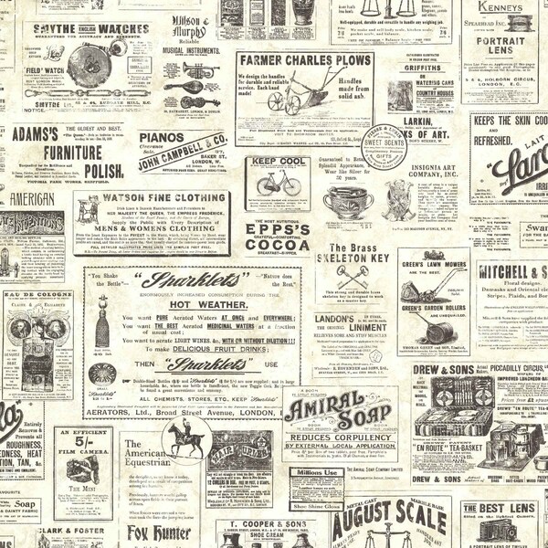 Chesapeake Adamstown Cream Newspaper Classifieds Wallpaper 3123-64271 - main