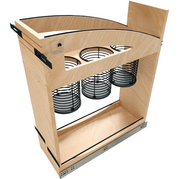 Rev-A-Shelf Base Organizer Utensil 21-21/32inD x 8-15/16in W x 25-5/8inH Soft-close Wood/Black Craftsman 448UTCC-BCSC-8MB - main
