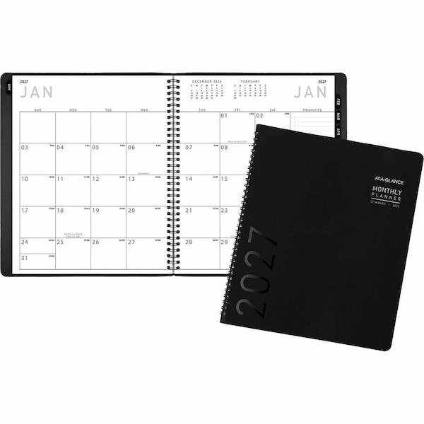At-A-Glance Contemporary Monthly Planner, Premium Paper, 11 x 9, Black Cover, 2022 70260X05 - main