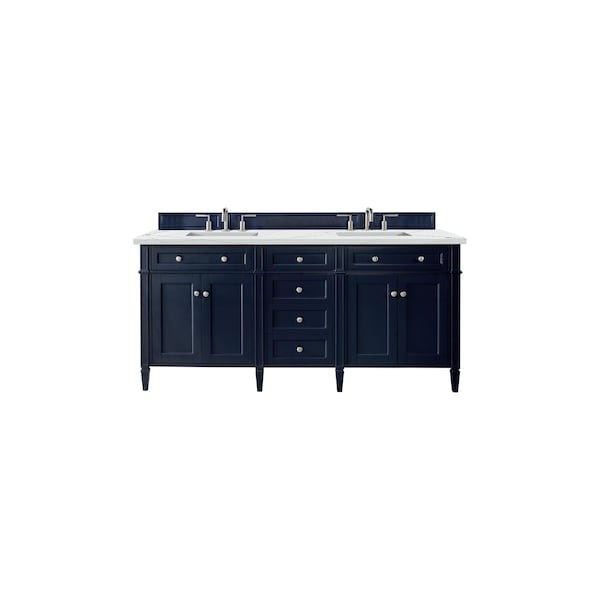 James Martin Vanities Brittany 72'' Double Vanity, Victory Blue w/ 3 CM Ethereal Noctis Silestone Top w/ Wireless Charger 650-V72-VBL-FENC - main