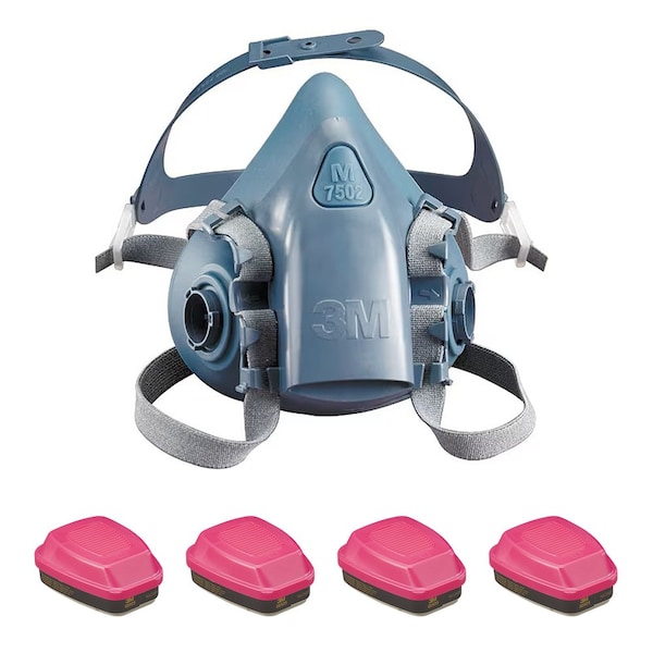 3M Half Mask Respirator Kit, Includes 4 Filters, Resealable Storage Bag, 7500 Sereis, Bayonet, Size L 3PB41-4JG14 - main