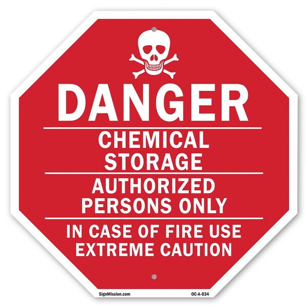 Signmission Danger Chemical Storage Authorized, 10 Inch X 10 Inch, Aluminum Metal Signs OC-A-10-34 - main