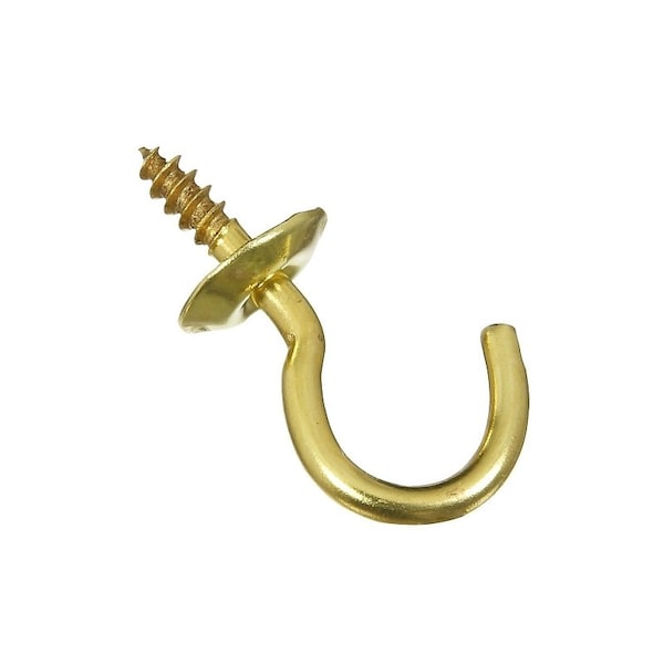 National Hardware Cup Hook, 0.24 in Opening, 0.96 in L, Brass, 5PK N119-628 - main