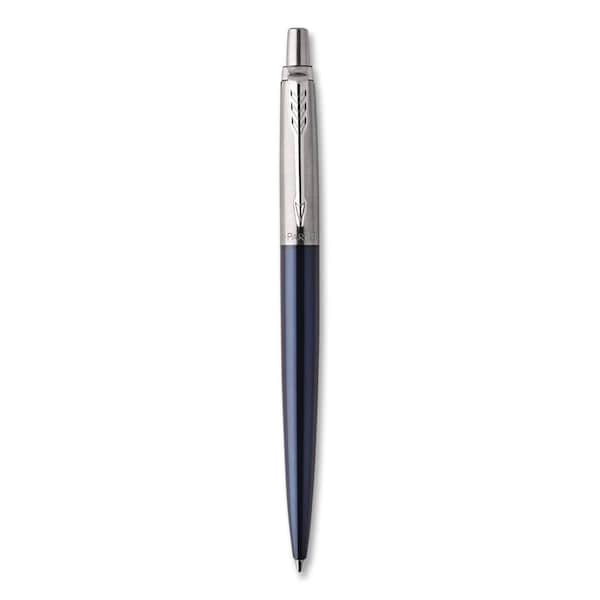 Parker Jotter Ballpoint Pen, Retractable, Medium 0.7 mm, Blue Ink, Royal Blue/Stainless-Steel Barrel 1953209 - main