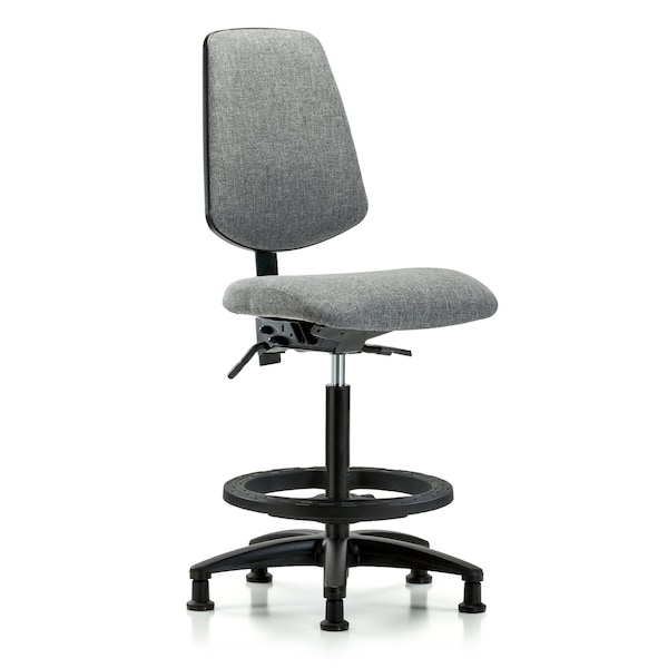Blue Ridge Ergonomics Fab Hi Bench Chair, Med, Bk, BF, Glides, Gry, No Arms, 26" to 35-1/2" Height, Grey BR-FHBCH-MB-RG-T0-A0-BF-RG-F44 - main